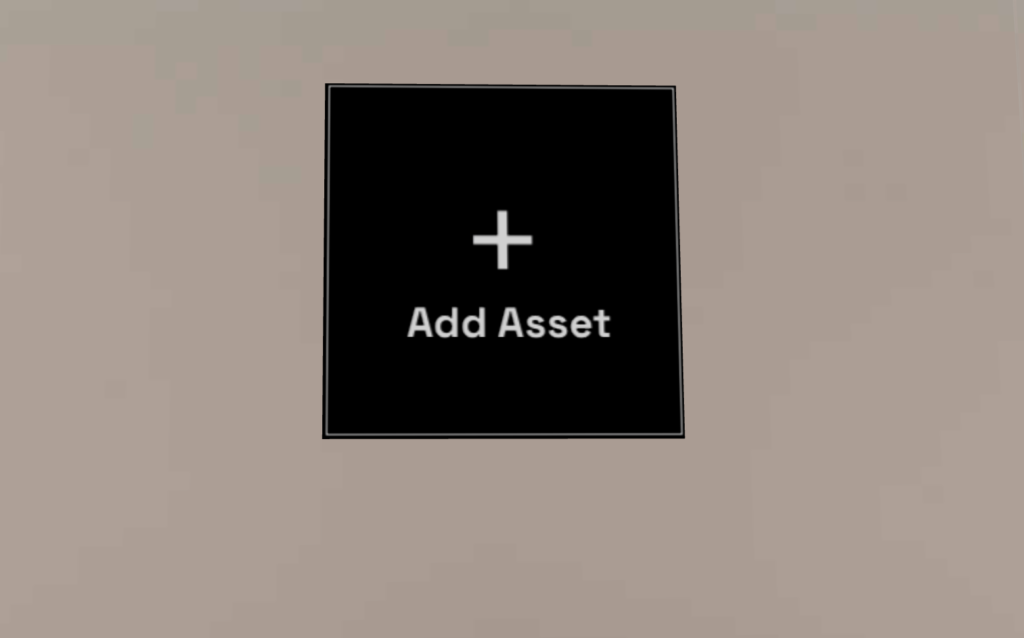 oncyberで「Add Asset」の黒い枠が表示されている画面