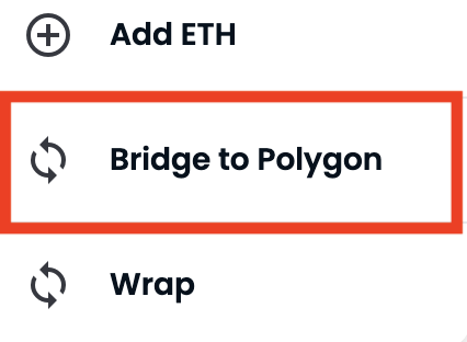 OpenSeaで「Bridge to Polygon」の文字が赤い枠で囲まれている画像