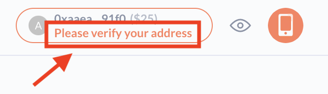 DeBankで「Please verify your address」が表示されている