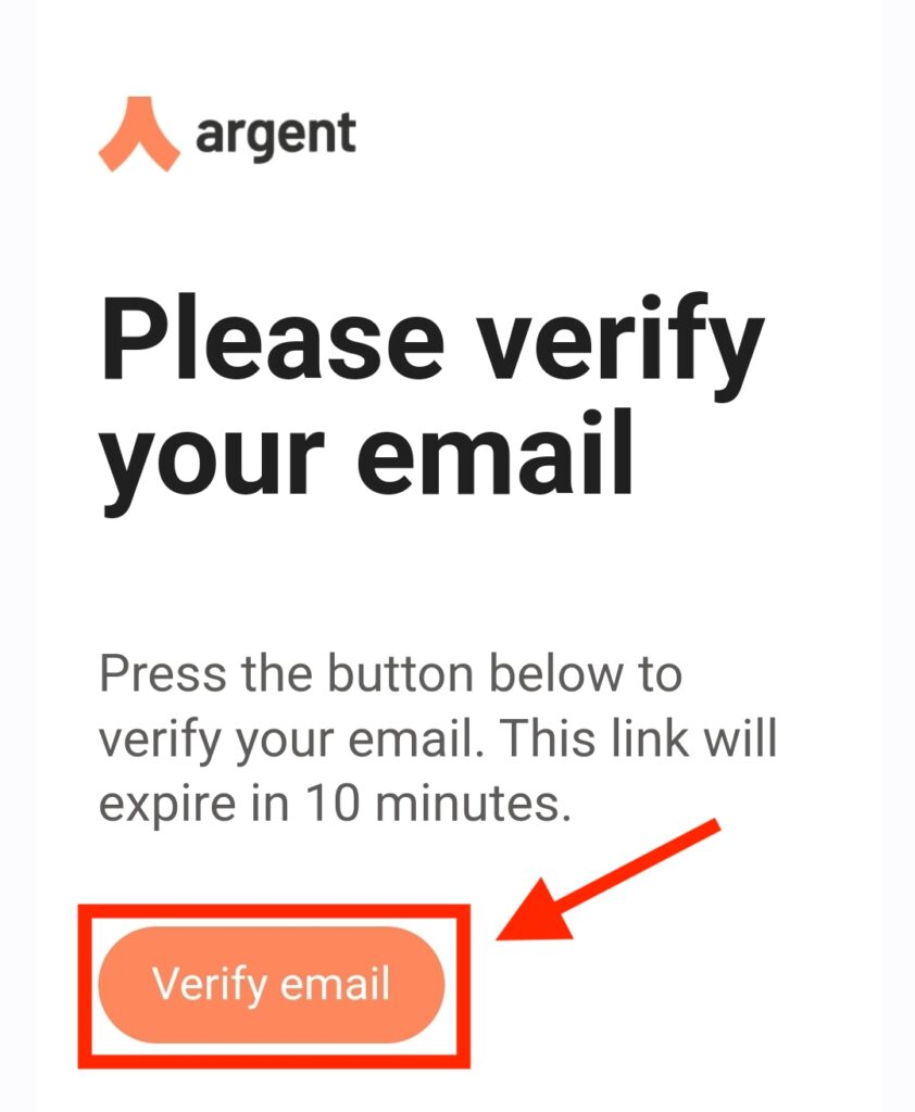 Argentでメールアドレスを認証する画面